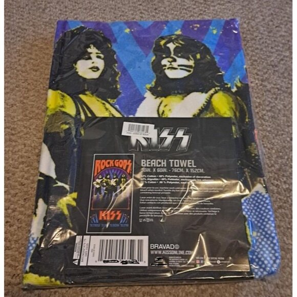 New Kiss Rock and Roll Gods Beach Bath Pool Gift Towel Band Gene Paul Tour NIP - Picture 2 of 2